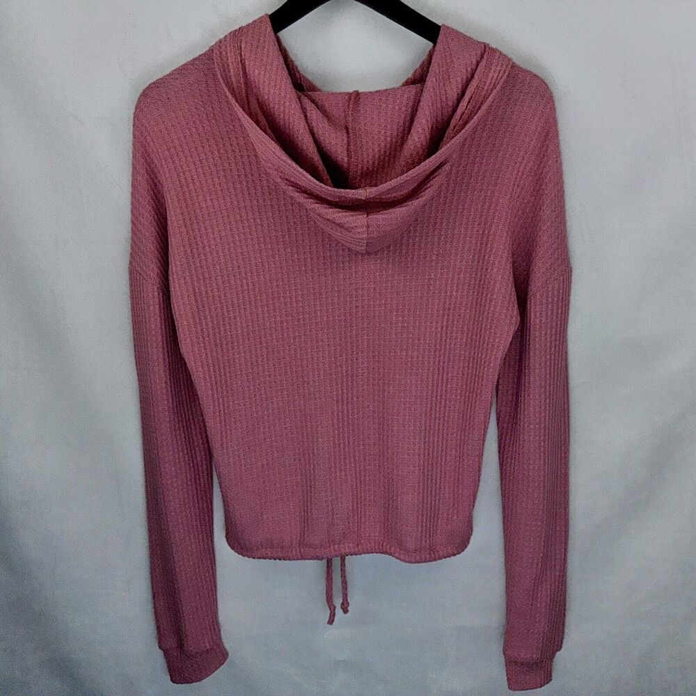 Justify Hoodie Sz S Pink Waffle Knit Dropped Shoulder Long Sleeve Elastic waist - Picture 2 of 5